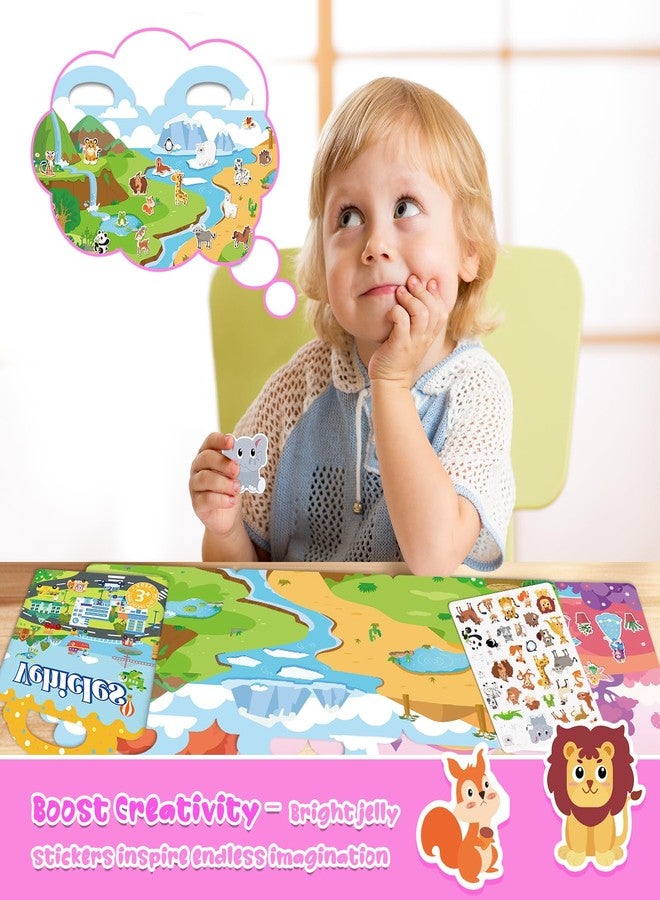 Lerifer Sticker Books for Toddlers 2-4 Years, 5 Sets Reusable Sticker Books for Toddlers 1-3, Jelly Toddler Stickers Travel Toys for Ages 2+ Kids Boys Girls, Encourages Creativity, Focus, Fine Motor Skills - Image 2